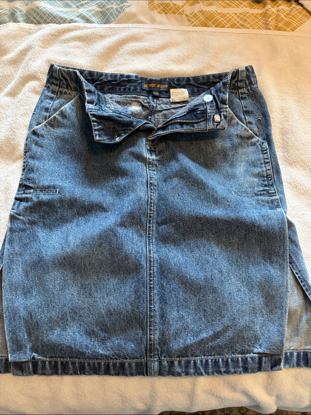 Dark Blue Denim Pencil Skirt - Women